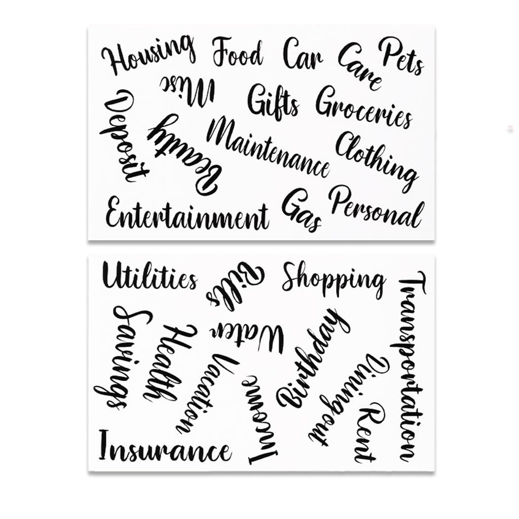 HASTHIP 28 Pcs Cash Envelope Sticker Labels, Black English Stickers, Black Vinyl Decals for Finance Planner, Budget Stickers for Cash Envelope System Wallet & A6 Binder, Clear Labels Money Sticker HASTHIP 28 Pcs Cash Envelope Sticker Labels, Black English Stickers, Black Vinyl Decals for Finance Planner, Budget Stickers for Cash Envelope System Wallet & A6 Binder, Clear Labels Money Sticker
